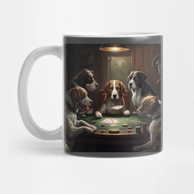 Funny Dogs Playing Poker by C.M. Coolidge illustration by KOTYA